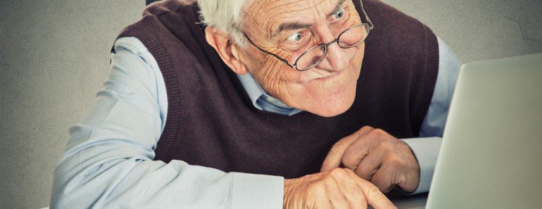 old man and laptop