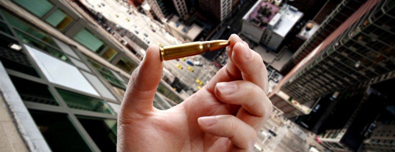 Bullet drop from top of building