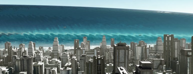 Tsunami wave coming to city