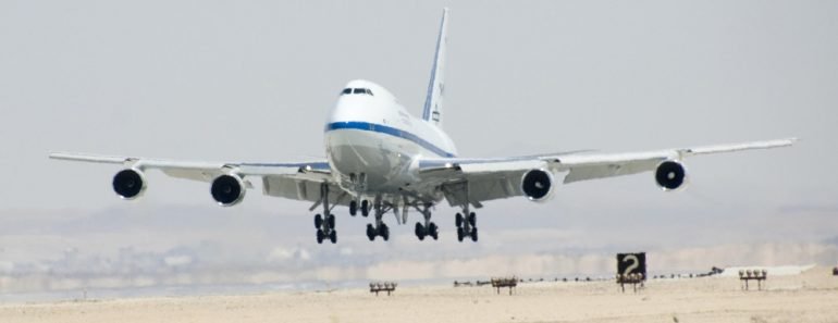 Airplane flying taking off in hot climate