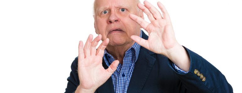 Closeup,Portrait,,Senior,Mature,Man,,Looking,Shocked,,Scared,Trying,To