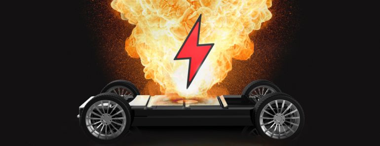 Ev,Battery,On,Fire,And,Burning,,Electric,Vehicle,Lithium,Ion.