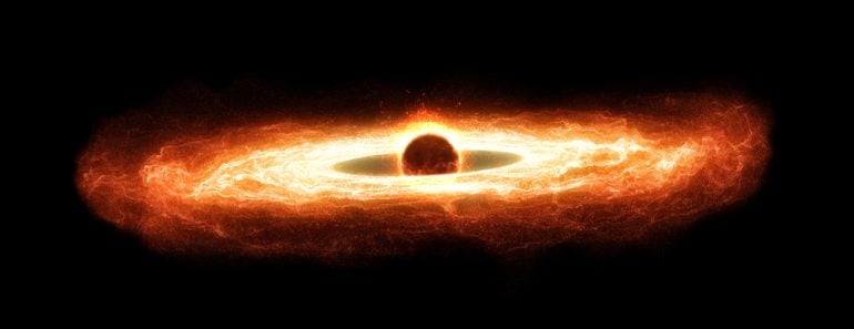 Supermassive,Black,Hole,With,Hot,Accretion,Disk,,3d,Rendering